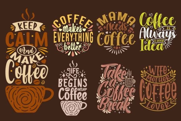 Coffee Quote Set Lettering Design, SVG